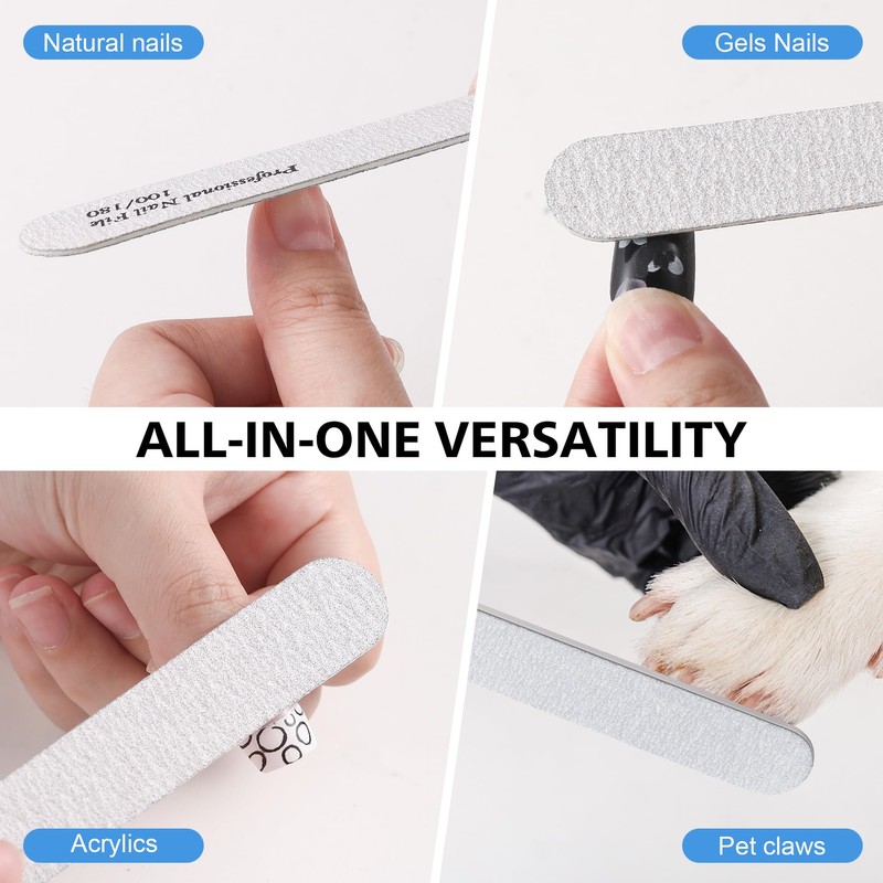 BALUCA 10-Pack Professional Nail Files & Buffers for Acrylic &