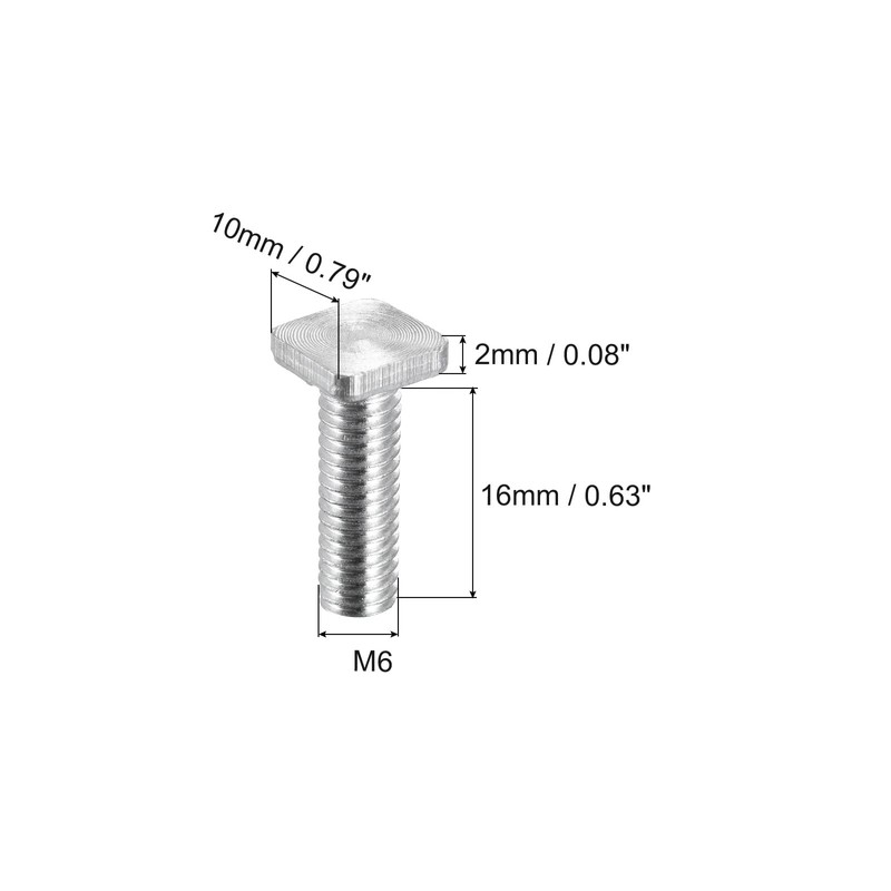 sourcing map Square Head Bolt, 10pcs M6x20mm Fully Thread Carbon