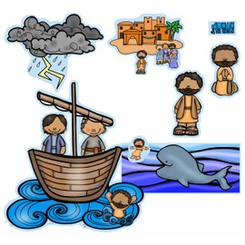 Jonah & The Whale Felt Figures for Bible Flannel Felt Board Stories PRECUT