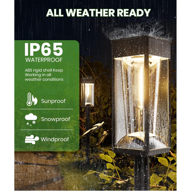 BITPOTT Bright Solar Pathway Lights Outdoor 2 Pack, 2-in-1 Warm&Cool