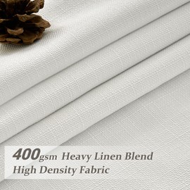 Natural Linen Extra Wide Blackout 70 x 96 Inch Curtains 2 Panels for Bedroom, Beige White Pinch Pleat Room Darkening Lush Decor Curtain Sound Dampening for Sliding Patio Door Large Window Drapes Ivory