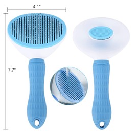 AllStylesByPatel Cat Brush, Soft Dog Grooming Tool Brush for Dogs and Cats, Removes Loose Undercoat, Mats Tangled Hair Slicker Brush for Pet Massage-Self Cleaning (Blue - New)