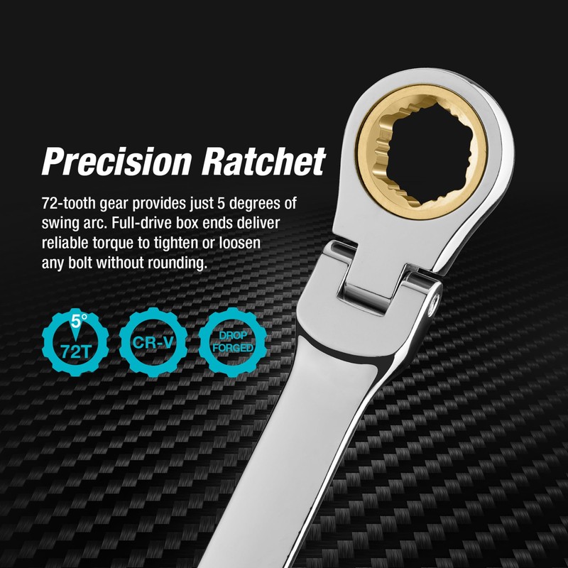DURATECH 8 * 9 mm Extra Long Anti-Slip Flex-Head Ratcheting