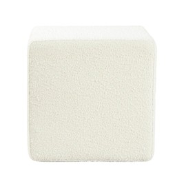 HomePop Cube Ottoman Home Décor |Square Ottoman - Cream Boucle