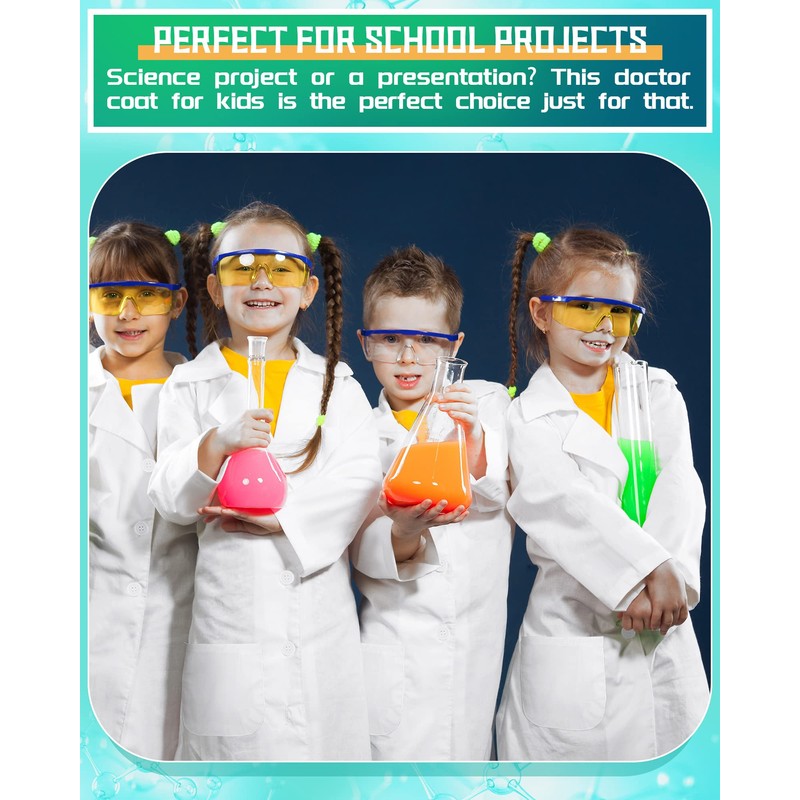 Newcotte 36 Pcs Unisex Kids Lab Coat Soft Children Science
