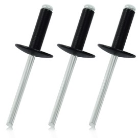 Zorveiio 60 Pcs 3/16" x 3/4" Large Flange Aluminum Blind Rivets Dome Head Pop Rivets for Installing Accessories, Black