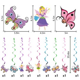 Butterfly Hanging Swirls, Fairy Hanging Decorations, Butterfly Birthday Party Decor for Girls, Spring Ceiling Decorations, Butterfly Baby Shower Decor (9Pcs)
