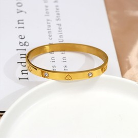 GILIEYER Bracelet made of stainless steel, clover bracelet, love and friendship bracelet, cubic zirconia, cross bracelet, fashion bracelet, Stainless steel, zirconia