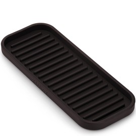 Zulay Kitchen (9x3.5 Silicone Sponge Holder for Kitchen Sink - Flexible Multipurpose Soap Tray Sponge Holder - Sink Organizer Tray for, Bathroom, Makeup, Trinkets & More (Chocolate)