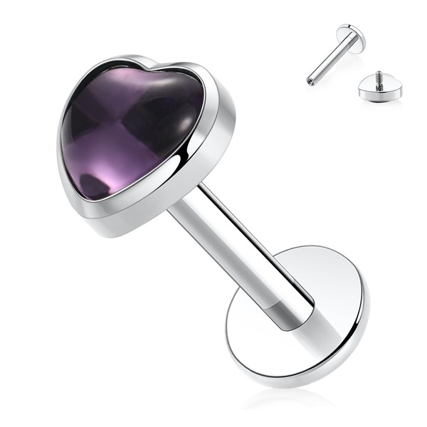 hengkaixuan 16G G23 Titanium Flat Back Labret Studs Internal Thread