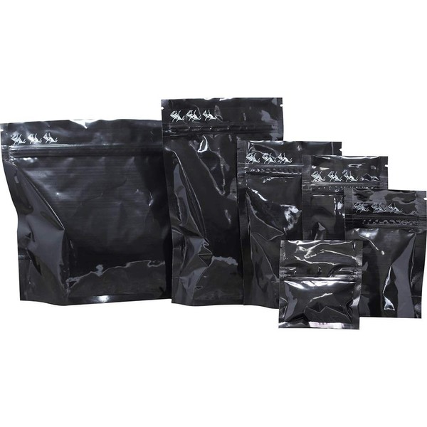 PouchWorth 50 pcs 1/8 oz Glossy Black 3.75"x6"x2" Ziplock Pouch
