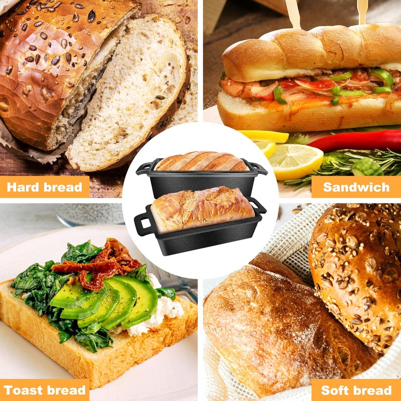 MSJGA 9×5 Inch Cast Iron Loaf Pans with Lid for