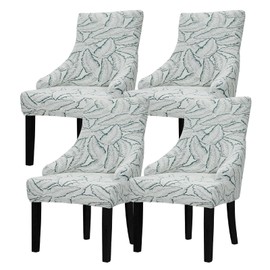 Lellen Pattern Wingback Chair Covers - Velvet Wingback Side Chair Slipcover Reusable Accent Chair Protector Cover Wing Chair Covers for Dining Room Banquet Home Decor，4PCS