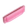 PATIKIL Clearly Colorful Translucent Harmonica 10 Holes Pink ABS Harp