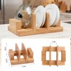 GZLT Bamboo Pot Lid Holder Stand, Cutting Board Organizer and