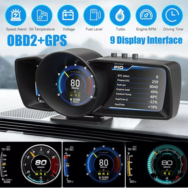 AUTOTO Head up Display OBD2+GPS Dual System HUD Digtial Speedometer