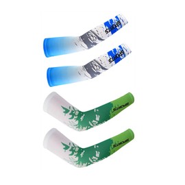 CHUANGOU 2 Pairs Cartoon Ice Sleeve with Sun Protection, Ice Silk Sleeves, Summer UV Sun Protection, Arm Sleeves Cover, Non-Slip Arm Cuff, Sports Cuff, Blue, green