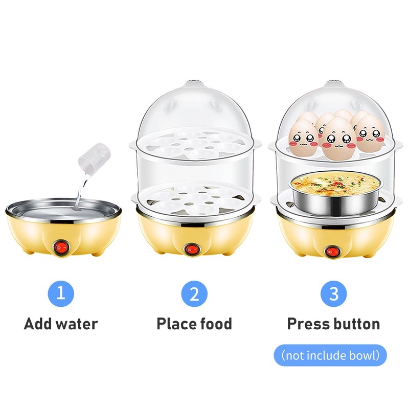 Double Layer Egg Cooker 14 Egg Capacity Hard Boiled Egg