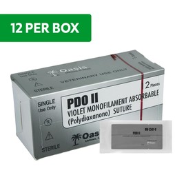 Oasis PDO (Polydioxanone) Surgical Suture, 1, (CT-1) 1/2 36mm Round Bodied Needle, 75cm, 12/Box, Veterinary Use