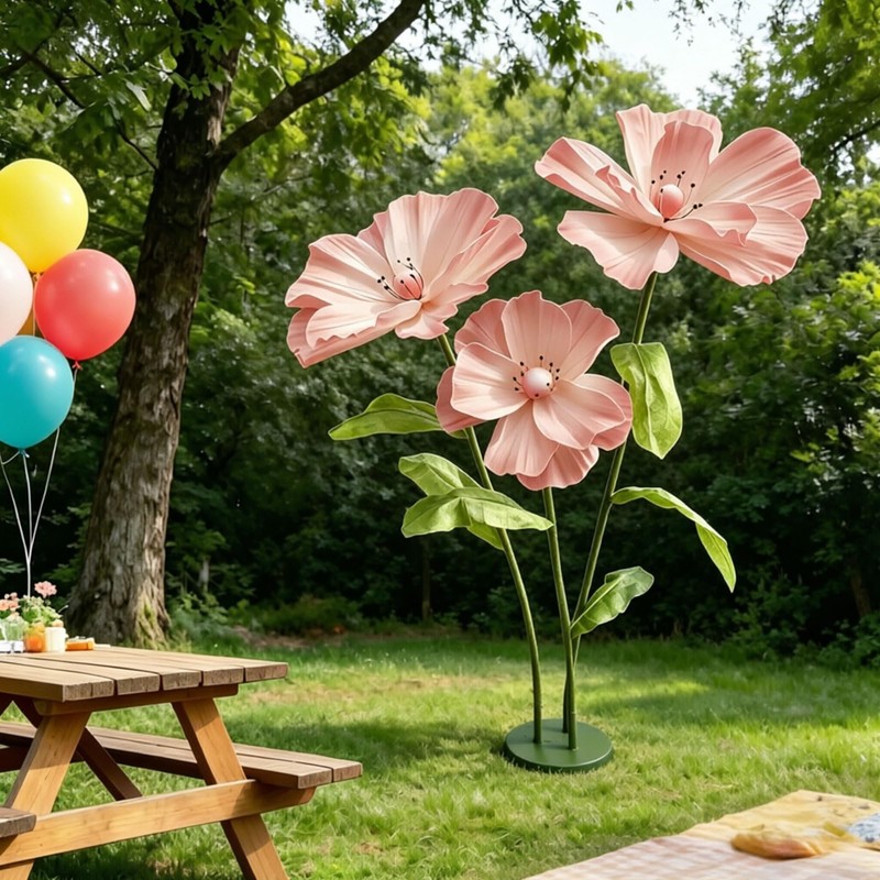 3 Pcs Giant Artificial Flowers for Decoration, Large Paper Pink