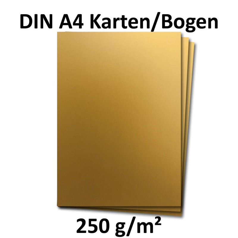 25 DIN A4 Paper Sheets, Plano Sheet, Gold Metallic, 225