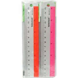 6 Inch / 15 cm Assorted Color Aluminum Ruler in Inch and cm Scale with Hanging Hole | Pack of 6