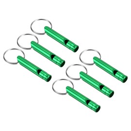 PATIKIL Emergency Whistles, 6 Pack Safety Whistle with Keychain Loud Sound Aluminum Outdoor Survival Whistle for Camping Hiking, Green