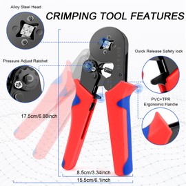 VFANDV Wire End Ferrule Pliers Set, Crimping Pliers, Wire End Ferrules Set with 1300 Pieces Wire End Ferrules Tool Kit, Self-Adjusting, Crimping Pliers, Cable Lugs Set for 0.25-10 mm² (AWG 23-7)