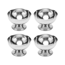 Stainless Steel Ice Cream Bowls Set 4 Pack with Forks Food Grade Durable Rustproof Wide Application Stable Bottom Home Hotel Restaurant Party