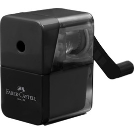 FABER-CASTELL 180984 Sharpener with Crank, Black, Sharpener with High-Quality Sharpener Blade