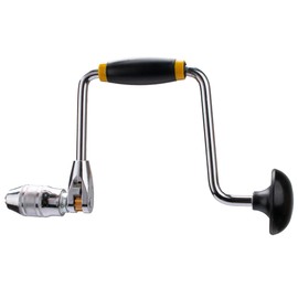 LikeLion Professional Carpenters Bit Brace Hand Crank Drill with 12-Inch Swing Arm,with 4 claws, Steel and Plastic Construction