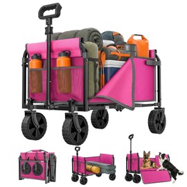 Portable Collapsible Wagon, Foldable Cart with Removable Side