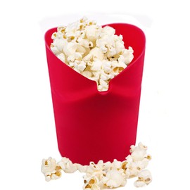 Fglmctsh The Original Microwave Popcorn Popper, Silicone Popcorn Maker Collapsible Bowl BPA -Free, Hot Air Popcorn Maker, No Oil Required (Red, 1)