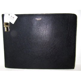 Coach New Crosby Push Lock Black Leather Zip Top Portfolio 61230 NWT $248