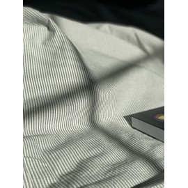 Get Bed Ready Stonewashed Cotton Bengal Pinstripe Chambray Duvet Cover Relaxed Minimal Classical Style Bedding Set Yarn Dyed Natural Classic Striped Pattern Small Banker Stripe (King, Dark Grey)