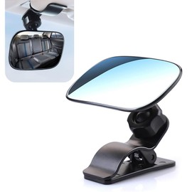 Polcatay Baby Car Mirror, High-definition Wide-view Rear Seat Child Observation Mirror, 360 Degree Adjustable Angle Clip-on Installation Multi-function Interior Accessories, for Most Cars (Black)