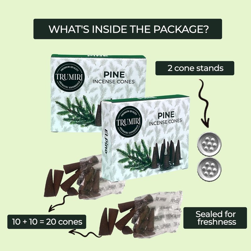 Pine Incense Cones - Dual Pack of 10 - Scented