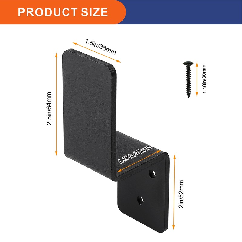 VANROUG 2x4 Door Barricade Brackets Z-Shape Black Security Door Lock