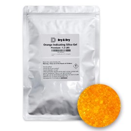 "Dry & Dry" [1.2 LBS] Premium Orange Indicating Silica Gel Desiccant Beads(Industry Standard 2-4 mm) - Rechargeable Silica Gel Beads(1.2 LBS)