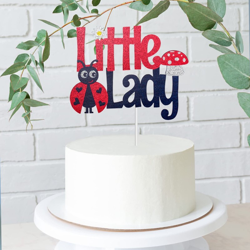 Decoración para tarta de cumpleaños con diseño de mariquita pequeña