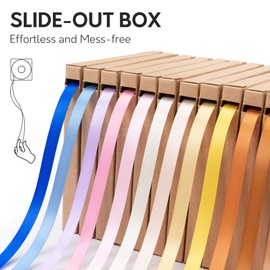 Keypan White Satin Ribbon 3/8 Inch x 50 Yards Double-Faced Hair Ribbons for Flower Bouquet Gift Wrapping Paper Bows Hair Wedding Invitations Crafts