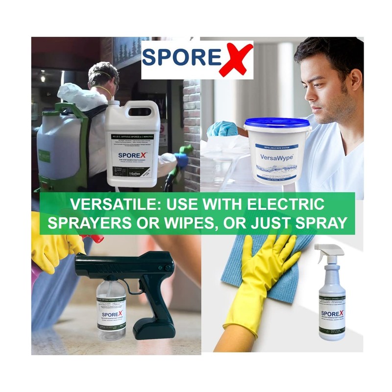 SPOREX Disinfectant (1 gallon) Eliminate 99.9999% C Difficile Spores, Viruses,