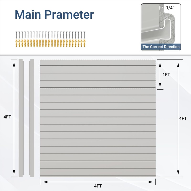 Neoaider Slatwall Panel 4 FT x 4 FT, Interlocking Slat