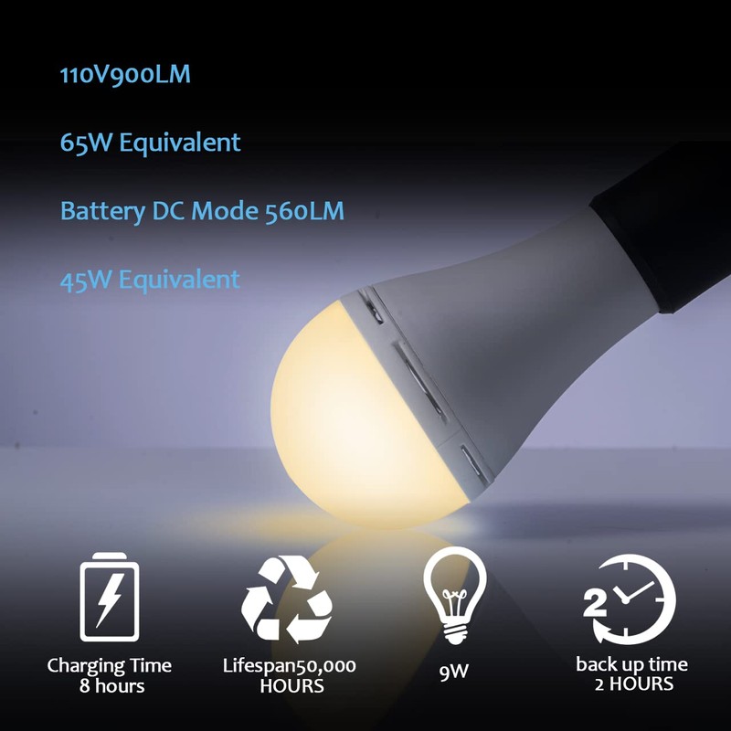 WAHADI 12 Pack A21 Rechargeable LED Bulbs 9W (60W Equivalent)