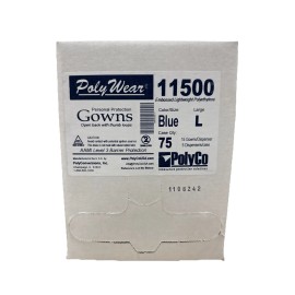 Poly Wear - Personal Protection Gowns - L - Blue - 75 Case - 11500
