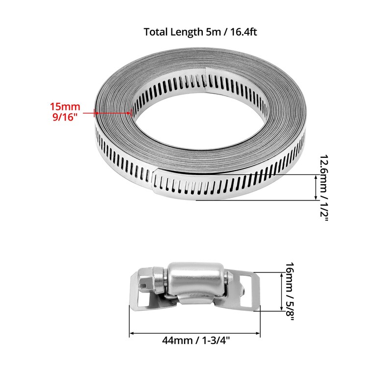 QWORK® 304 Stainless Steel Adjustable Hose Clamps, Hose Clamps 5