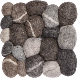 myfelt Hardy Felt Ball Square Trivet, Virgin wool, grey, 20 x 20 cm