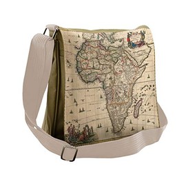 Lunarable Antique Messenger Bag, Old Map of Africa Continent, Unisex Cross-body