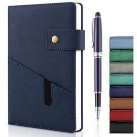 Diario de piel A5 con bolígrafo, diario de tapa dura de 200 páginas con bolsillo, diario de papel grueso de 100 g/m² para hombres y mujeres, gran regalo para viajes de negocios, escuela, personal,