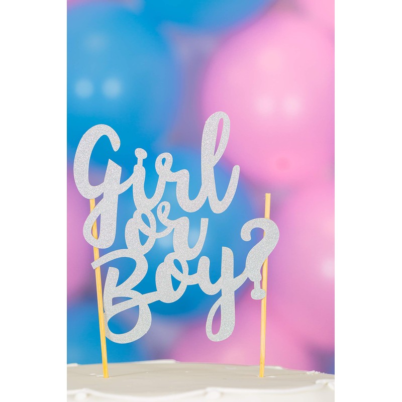 Mason Cash Girl Or Boy Silver Glitter Topper